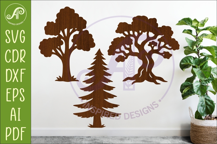 Woodland animal Silhouette Trees for laser cutting