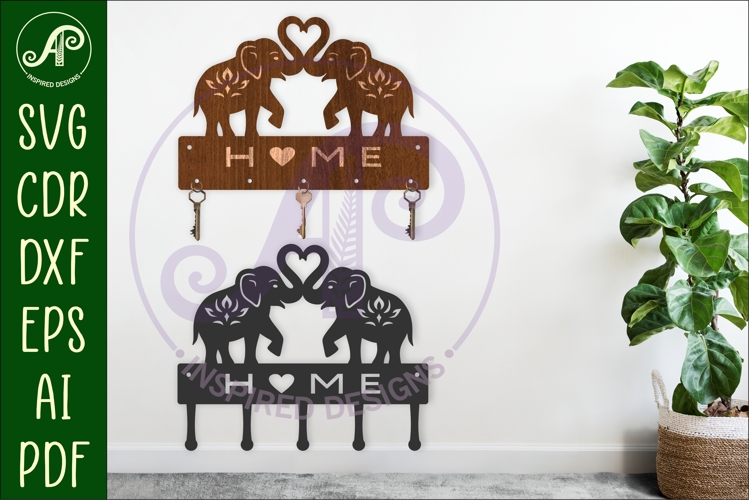 Elephants Key holder designs for wood and metal