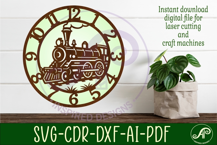 Steam Train clocks wall clock laser cut files