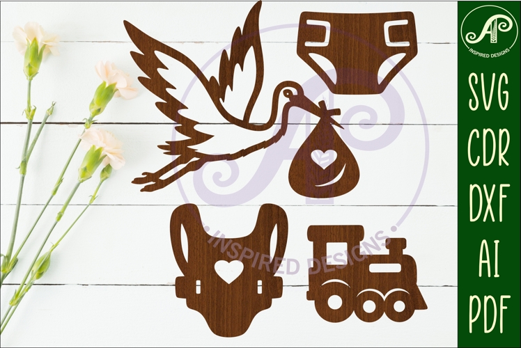 Baby icons silhouette laser cut outs SVG file 2
