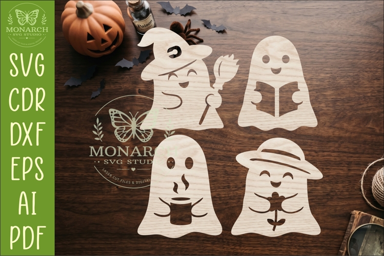 Cute Ghost SVG Halloween Laser Cut Silhouettes 1