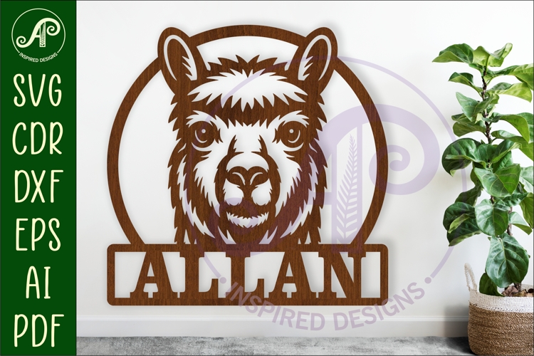 Alpaca theme name wall art sign, SVG personalized laser cut