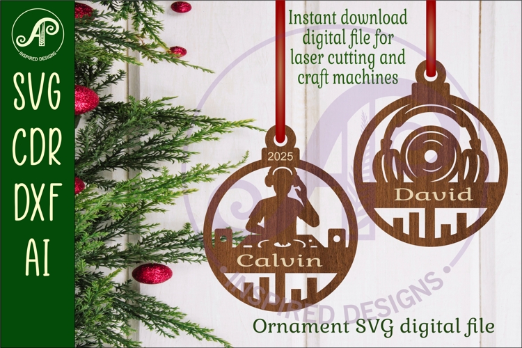 DJ theme personalized Christmas Ornament SVG