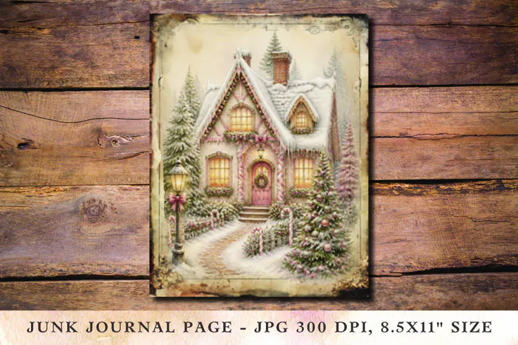 Christmas Junk Journal Pages cottage house