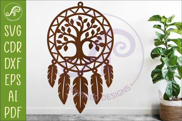 Tree of Life Dreamcatcher Laser Cut File, Boho Wall Art