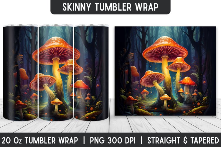 Mushrooms Tumbler Wrap | 3D Sublimation | Skinny Tumbler