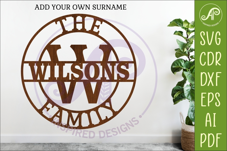 Monogram Family Letter W Name Sign SVG