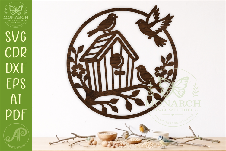 Birdhouse SVG, Bird Wall Art, Garden Decor Laser Cut File