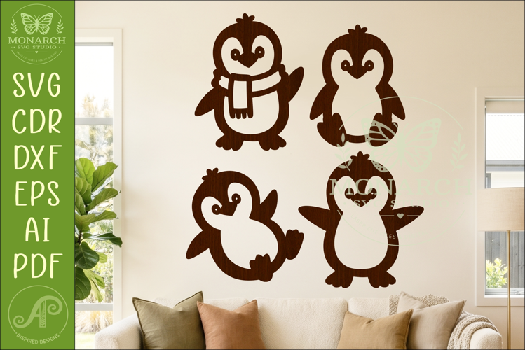 Cute Penguin SVG. Penguin Silhouettes for Christmas 1
