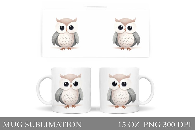 Cute Owl Mug Design. Owl Mug Wrap Sublimation
