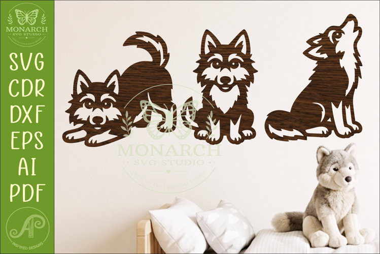 Cute Wolf SVG Silhouette Woodland Animal Cut Files 1