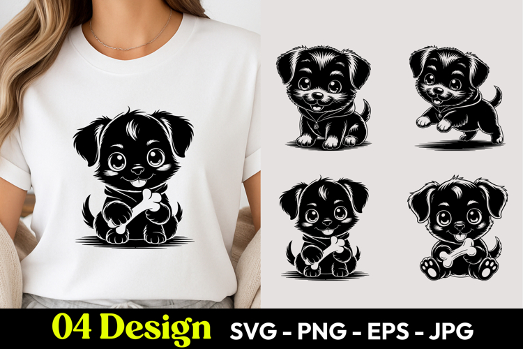 Cute Black Puppy SVG PNG