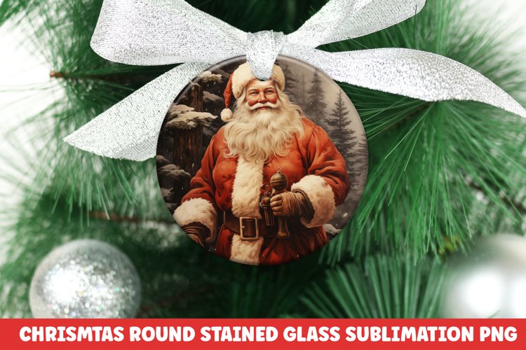 Christmas Round Ornament PNG | Christmas Sublimation | Santa