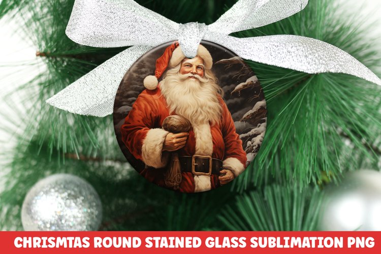 Christmas Round Ornament PNG | Christmas Sublimation | Santa