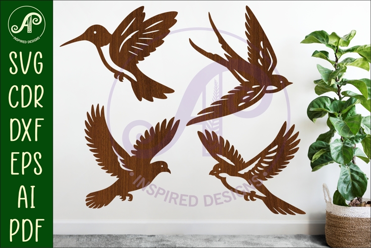 Flying Birds silhouette laser cut outs SVG files