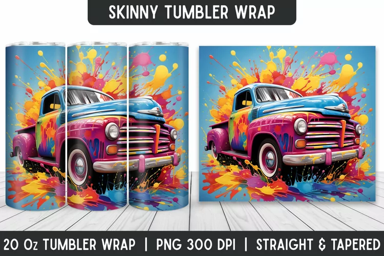 Watercolor Tumbler Wrap | 3D Sublimation | Skinny Tumbler