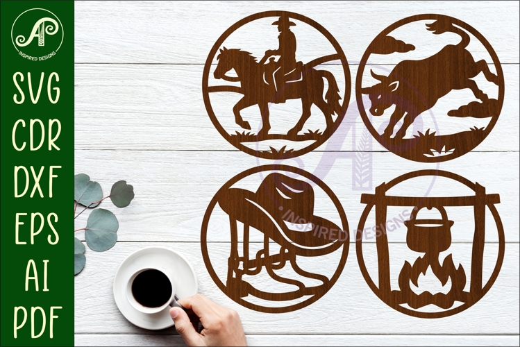 Western Cowboy Coasters SVG, Ranch Rodeo theme 4