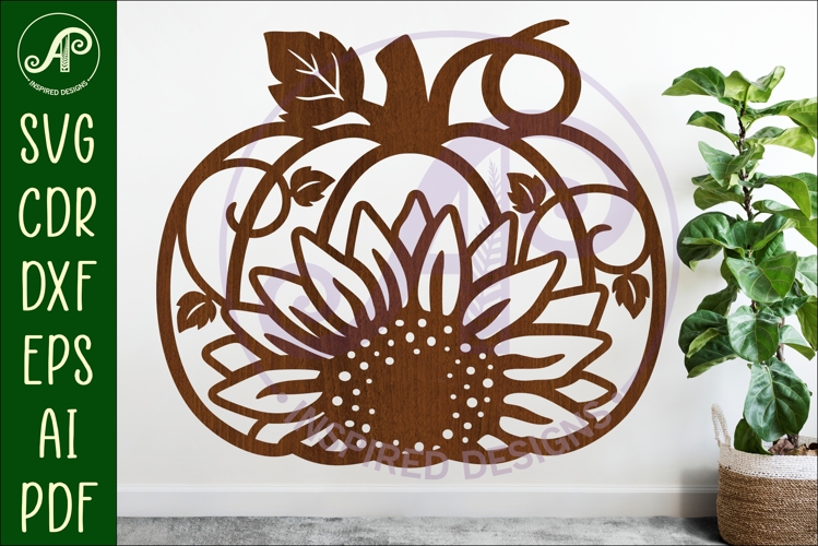 Pumpkin fall sunflower wall sign svg laser cut file