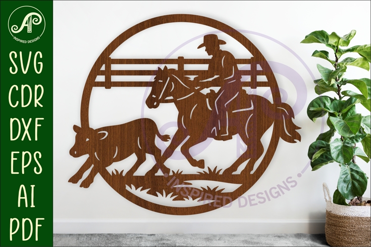 Horse cutting with cow wall sign, SVG file. vector sign