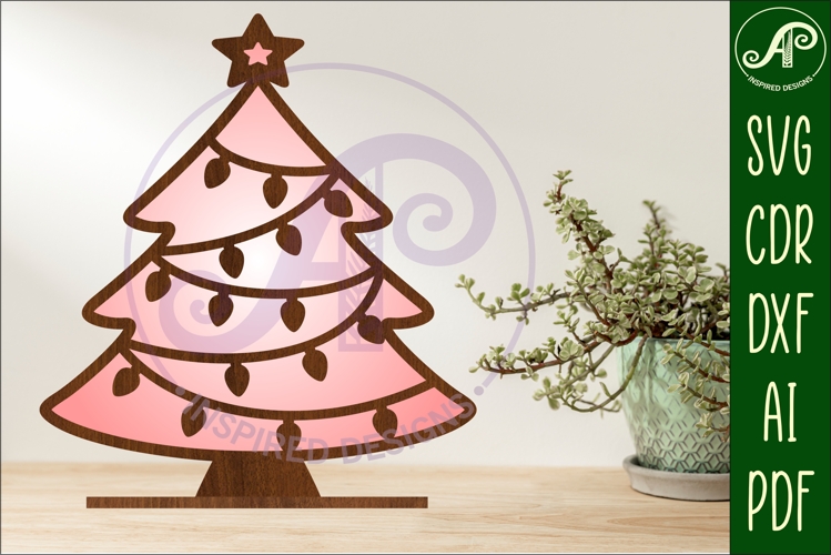 Christmas tree stand, laser cut file, lights
