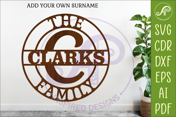Monogram Family Letter C Name Sign SVG