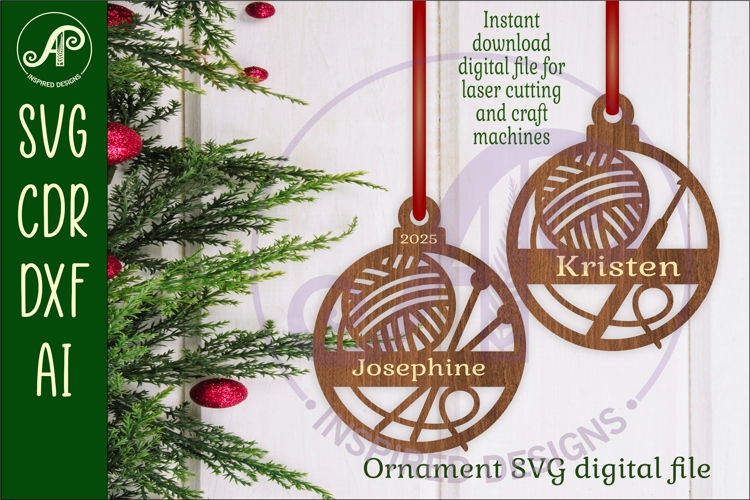 Knitting and crochet Christmas Ornament SVG