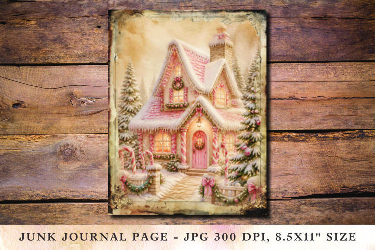 Christmas Junk Journal Pages cottage house example image 1