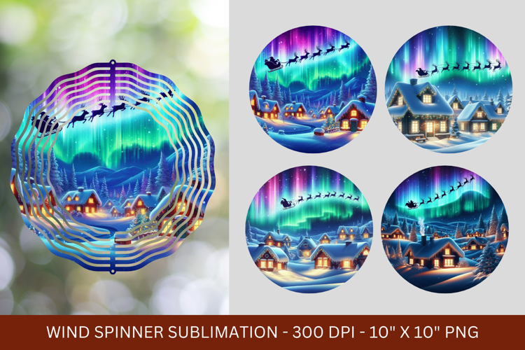 wind spinner - christmas santa claus reindeer aurora