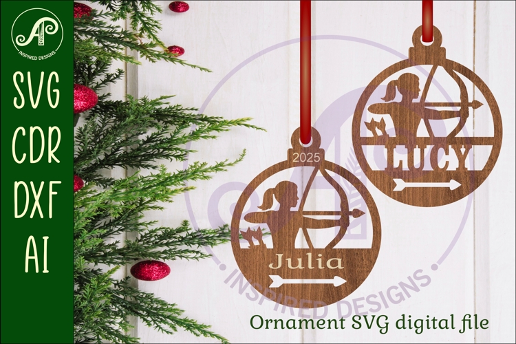 Archery female personalized Christmas Ornament SVG