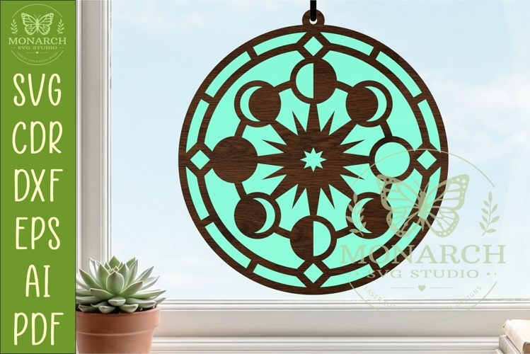 Moon phases Suncatcher SVG | celestial Window Hanger Laser