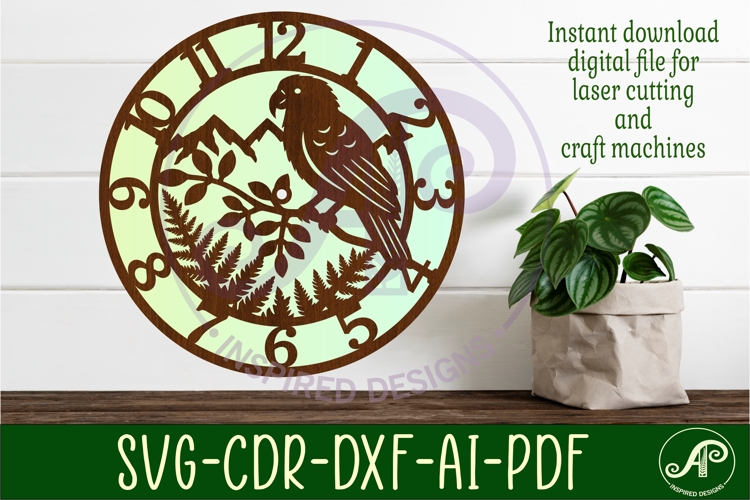 Kea bird New Zealand themed clock wall clock laser cut files