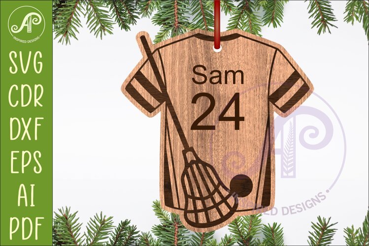 Lacrosse shirt Christmas Ornament SVG laser cut example image 1