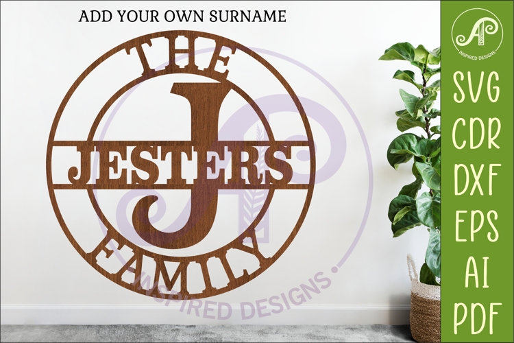 Monogram Family Letter J Name Sign SVG