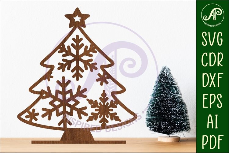 Christmas tree stand, laser cut file, snowflakes