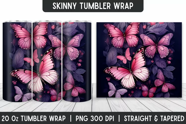 Flower Tumbler Wrap | 3D Sublimation | Skinny Tumbler