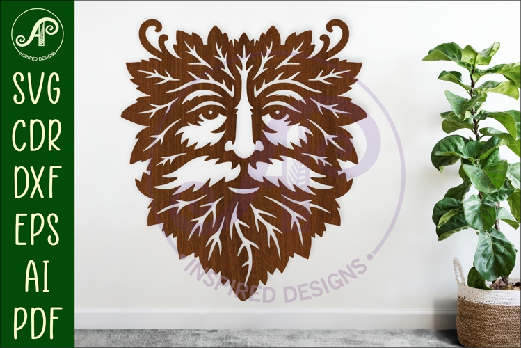 Green Man Wall Art SVG, Greenman Face Laser Cut File