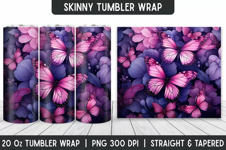 Flower Tumbler Wrap | 3D Sublimation | Skinny Tumbler