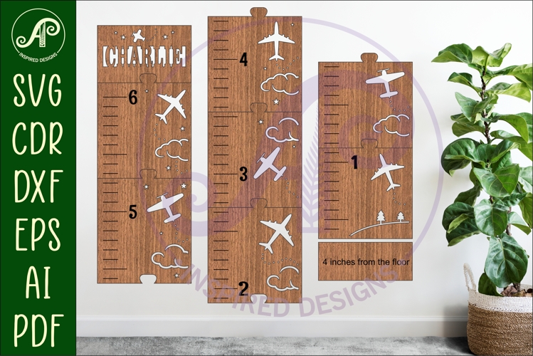 Planes personalized kids height chart in imperial