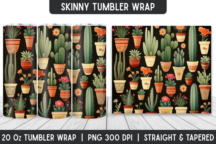 Cactus Pattern Tumbler Sublimation Wrap | Sublimation