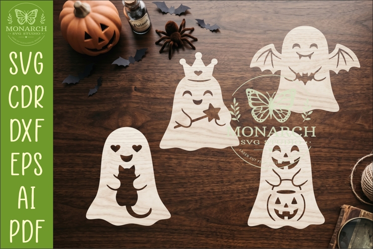 Cute Ghost SVG Halloween Laser Cut Silhouettes 2