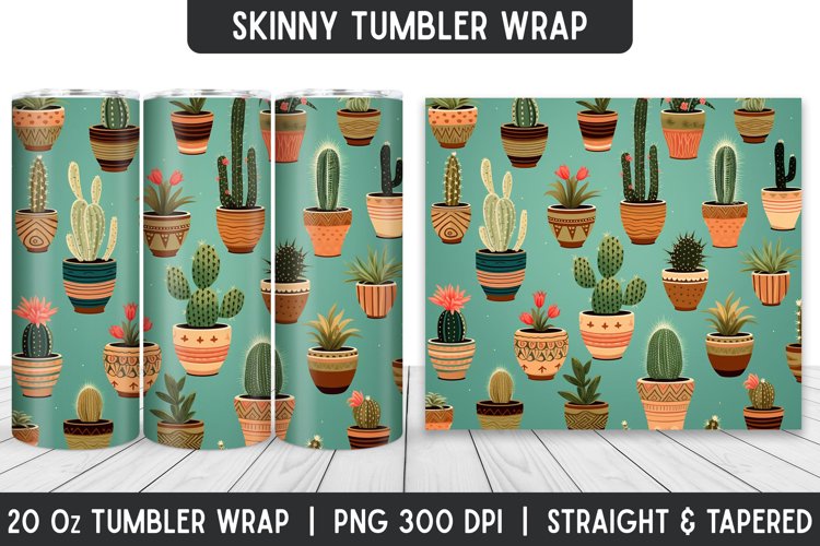 Cactus Pattern Tumbler Sublimation Wrap | Sublimation