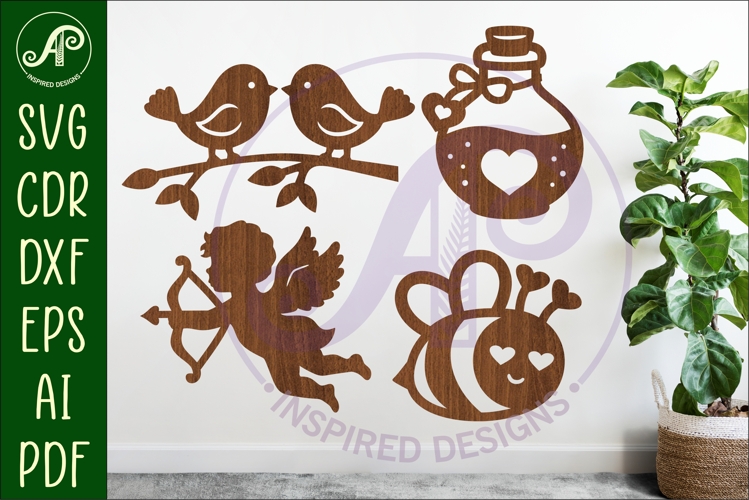 Valentines day silhouette laser cut outs SVG file 4