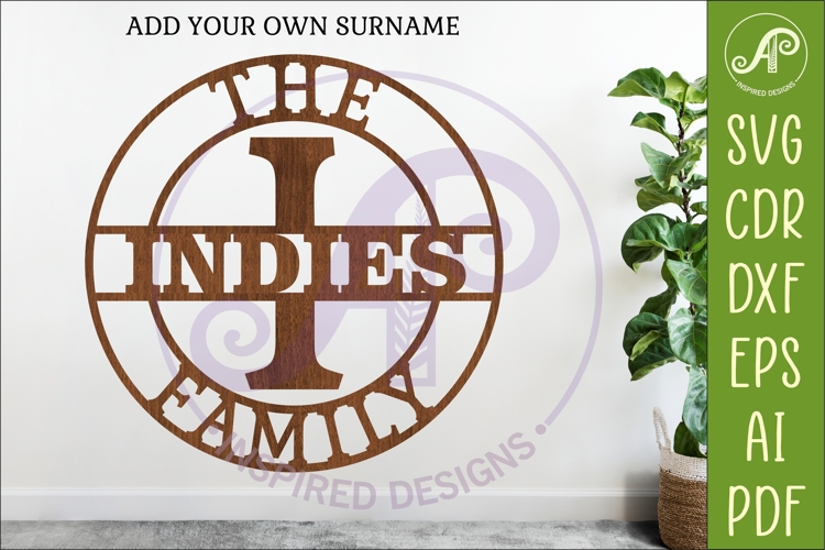 Monogram Family Letter I Name Sign SVG