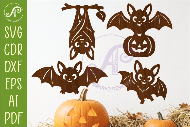 Cute Halloween Bat Silhouette SVG for Laser Cutting 2