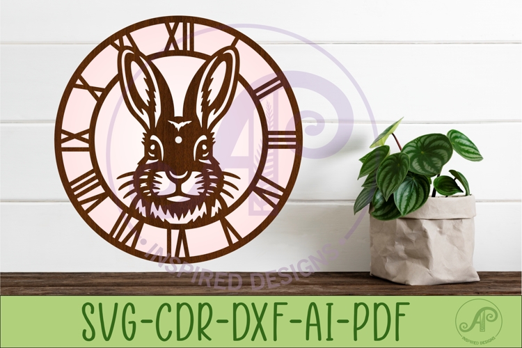 Rabbit Face Wall Clock SVG, Laser Cut Clock Design