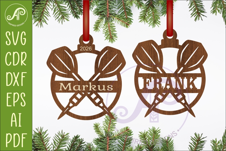 Personalized Darts Christmas Ornament SVG, Dart Player