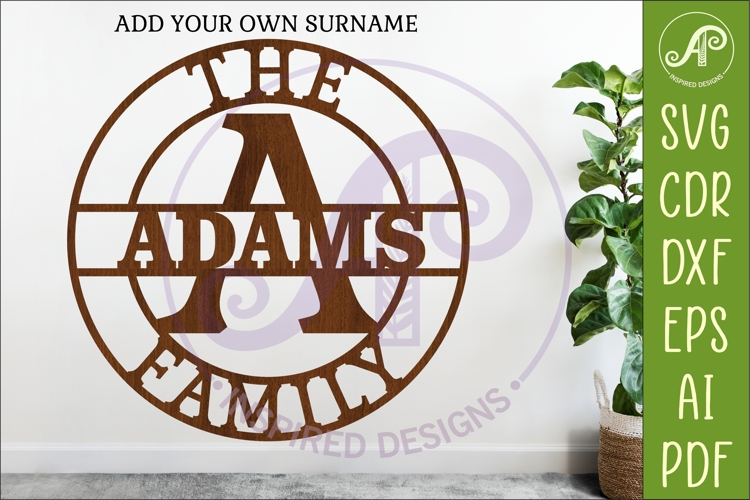 Monogram Family Letter A Name Sign SVG