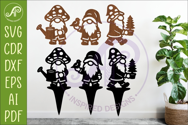 Gnome Silhouette Shapes and Garden Stakes SVG Mushroom Hat 3