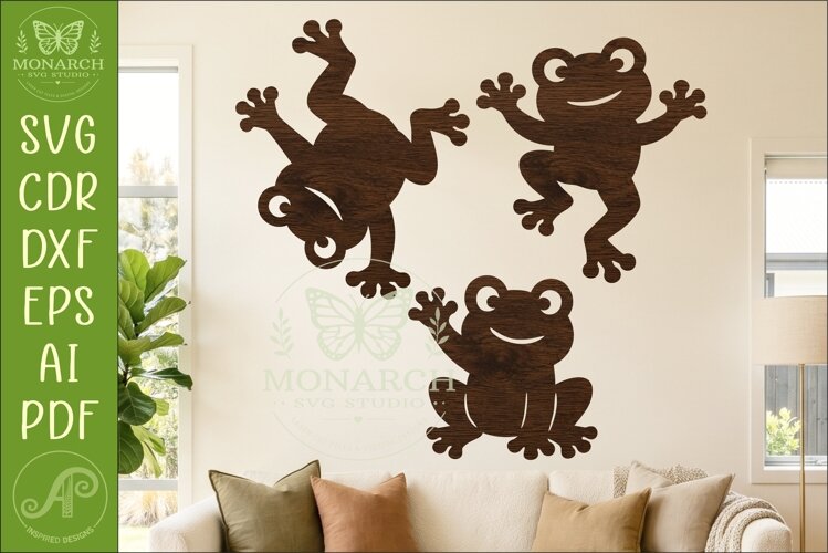 Cute Frog Silhouette Shapes. Funny Frogs 2 example image 1