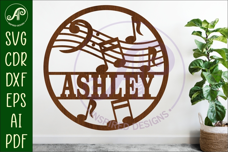 Music Bass Clef name wall art sign, SVG personalized